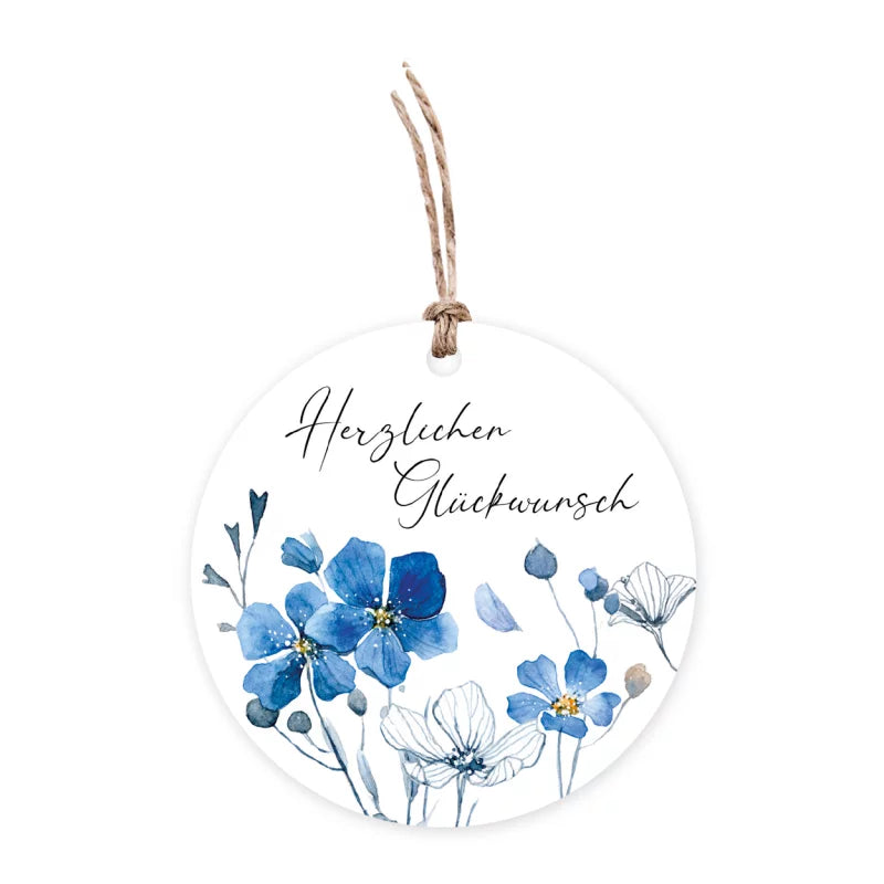 Blaue Blume Geschenkanhänger GPA9 mit Band