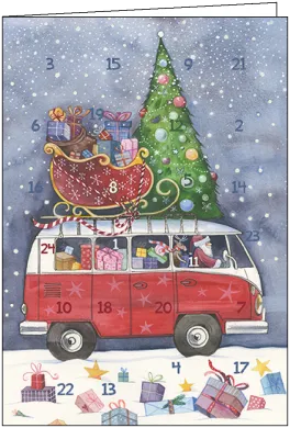 Adventskalenderkarte Weihnachtlicher Bulli - Art.Nr AK40
