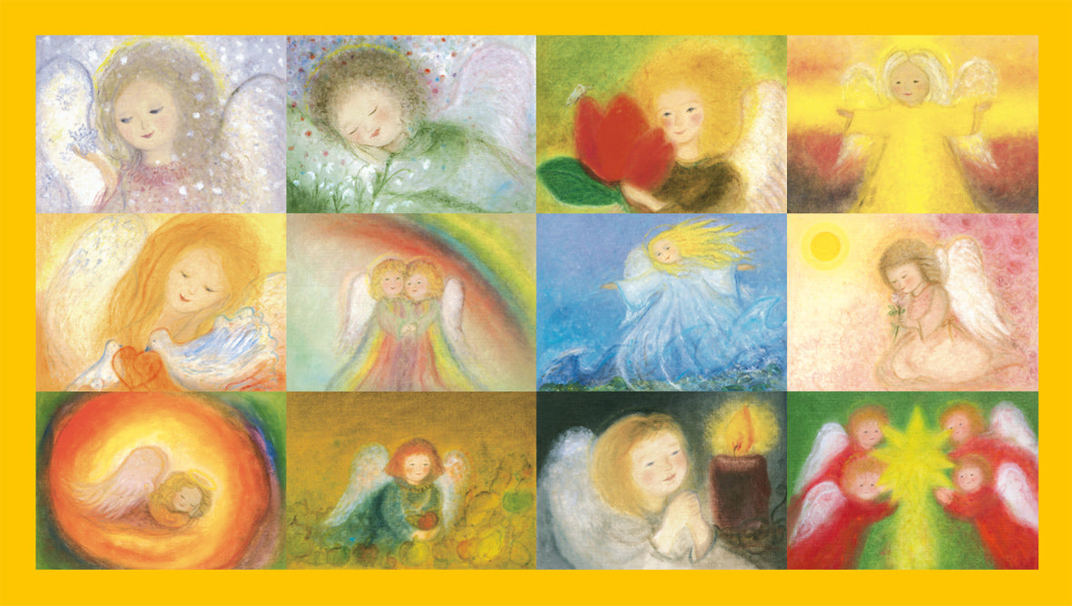 Engel-Monatskarten-Set Eriena Blaffert - 12 Waldorf Kunst-Postkarten fuer den Jahreszeitentisch