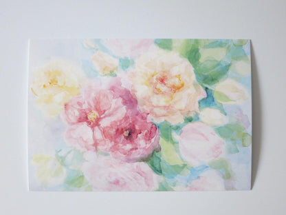 Postkarte Englische Rosen Marjan van Zeyl, Nahaufnahme der gedruckten Karte