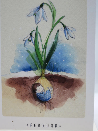 Doppelkarte Februar von Stefanie Messing mit Umschlag – Ansicht mit Umschlag, PKWI246