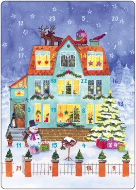 Große Adventskalender Karte - Weihnachtliches Haus - Große Karte mit Umschlag -Art.Nr.AK51