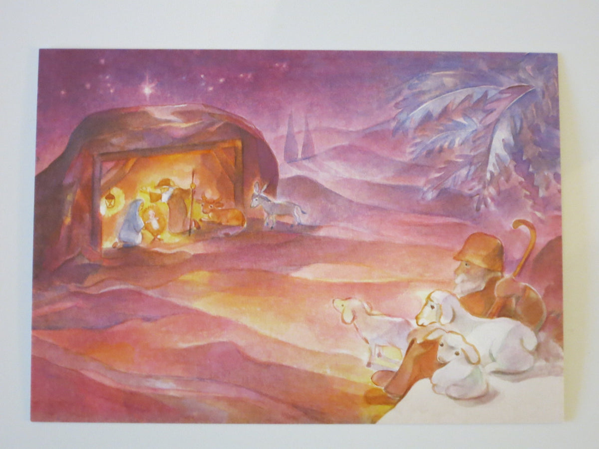 Kunstpostkarte Heilige Nacht von Marie Laure Viriot – Krippe mit Stern und Hirte, Weihnachtspostkarte, PKWI232