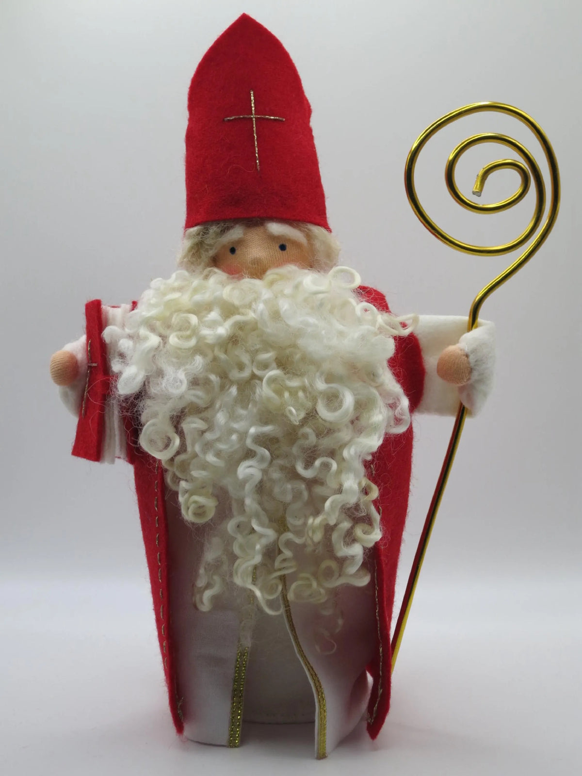 Heiliger Sankt Nikolaus Blumenkind Frontalansicht mit Büchlein und Bischofsstab, Art. WI49