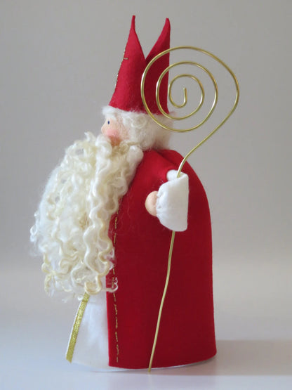 Heiliger Sankt Nikolaus Blumenkind Seitenansicht mit rotem Bischofsgewand, Art. WI49