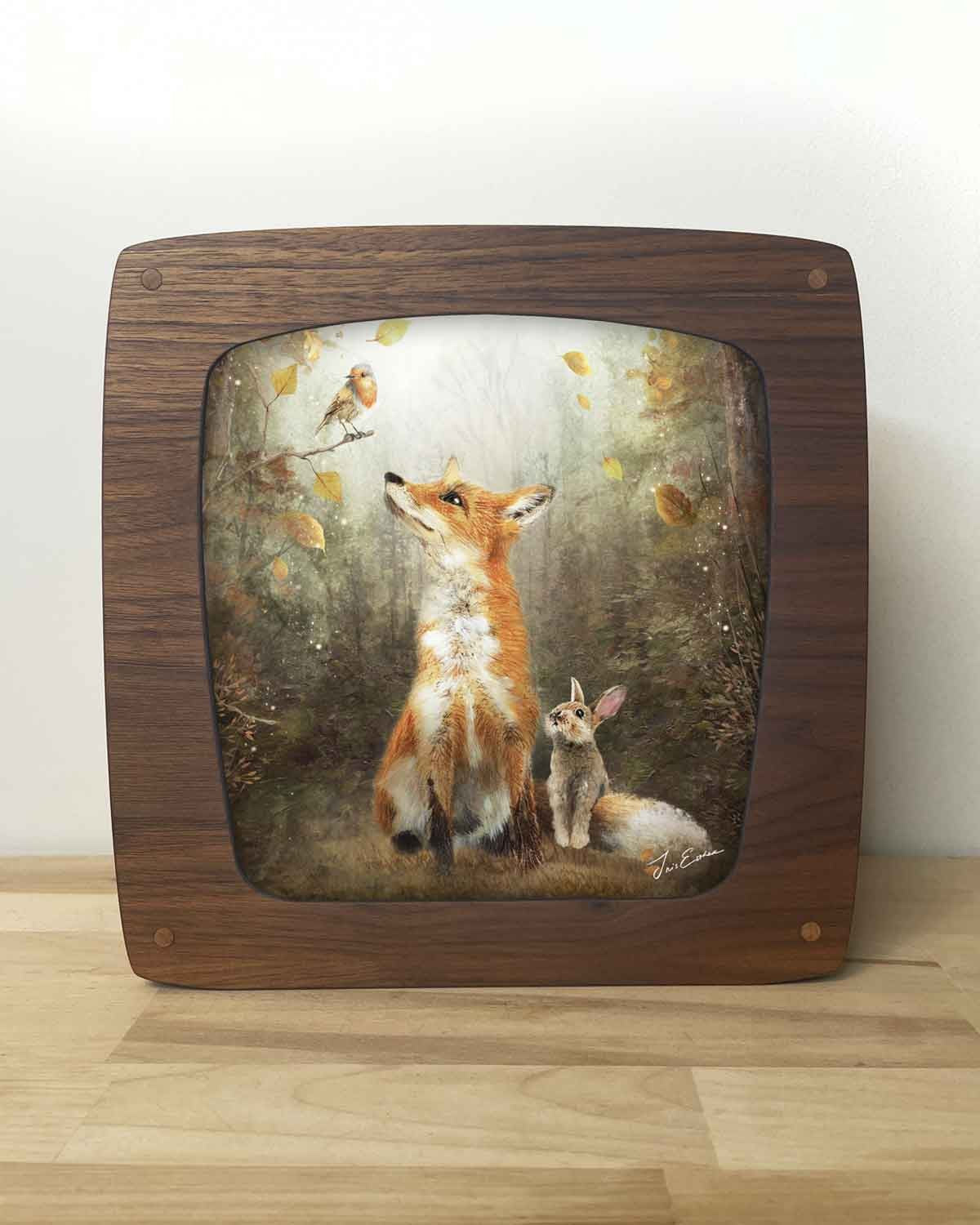 Herbstlaub Toverlux MO153: Fuchs Hase und Rotkehlchen im Herbstwald - Für die Magische Lampe