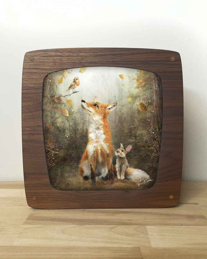 Herbstlaub Toverlux MO153: Fuchs Hase und Rotkehlchen im Herbstwald - Für die Magische Lampe