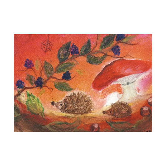 Igelmutter mit Jungen - Postkarte - Waldorf Art.Nr.PKHE104