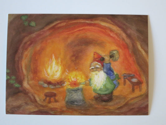 Schmiedender Zwerg - Postkarte - Art. PKHE215