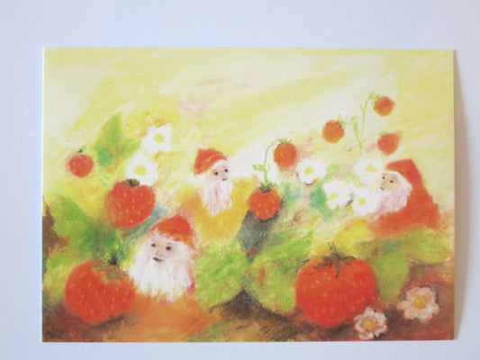 Zwerge bei den Erdbeeren - Postkarte  Art. PKSO240