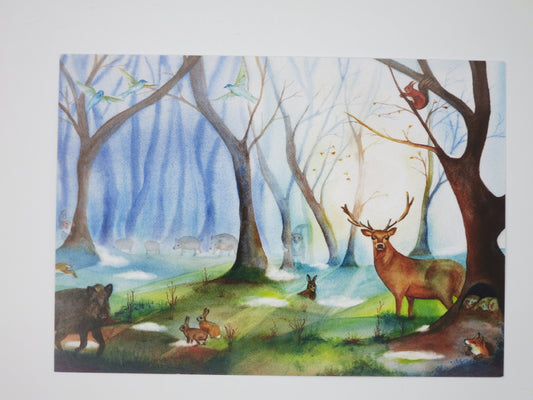 Tiere im Winter - Postkarte - Art.PKWI267