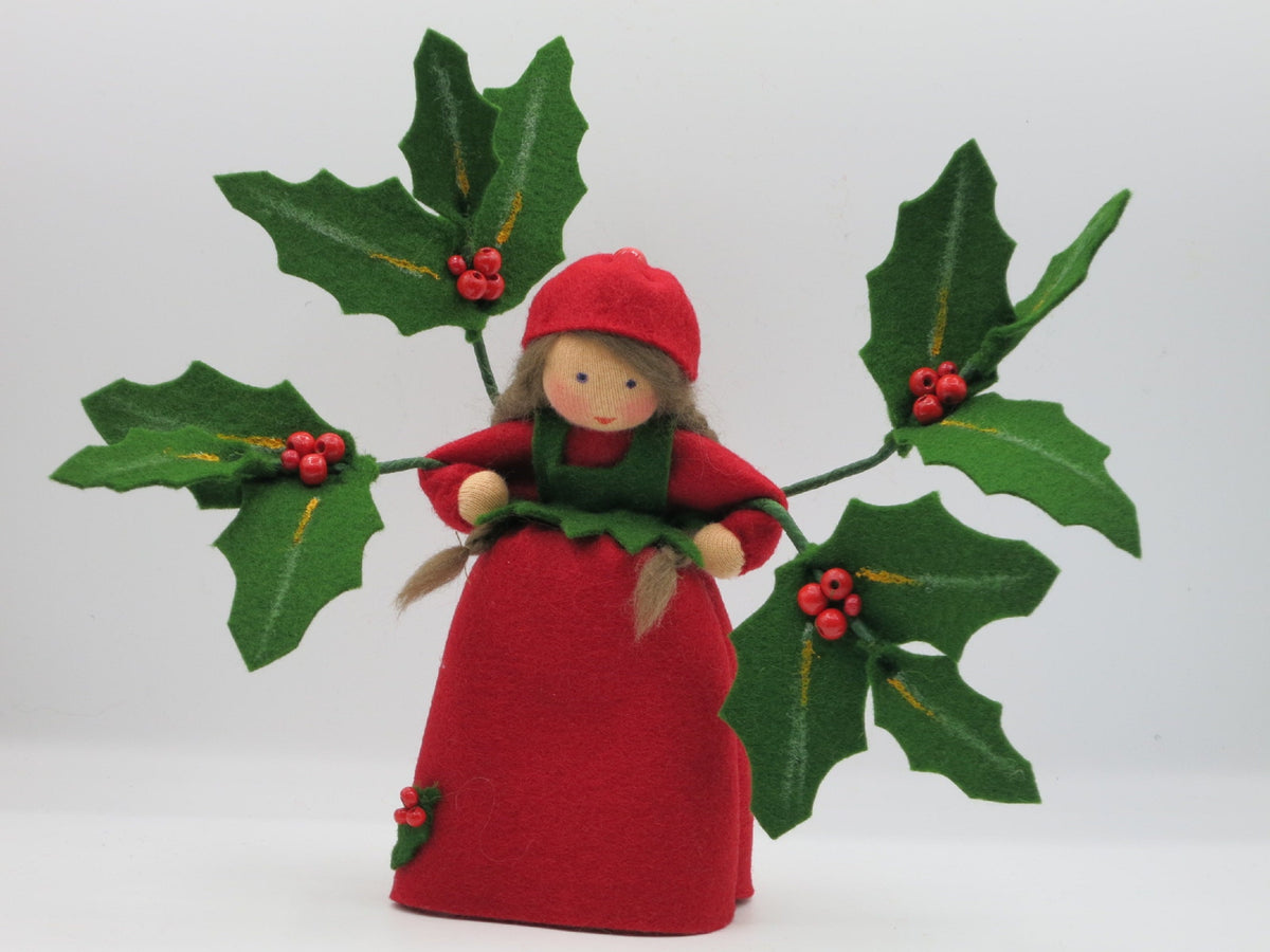 Ilex Stechpalme Blumenkind mit Beerenzweigen für den Waldorf Jahreszeitentisch, Art. WI57