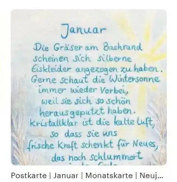 Monatspostkarte Januar von Christiane Cousquer – Detailausschnitt Wintersonne, PKWI303