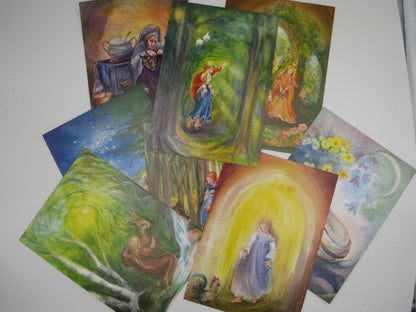 Kartenset Maerchen Margret von Borstel - 10 Postkarten Grimms Maerchen