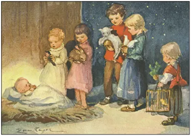 Kinder mit Christkind - Postkarte - Art.Nr PKWei105