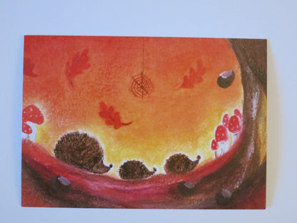 Postkarte Kleine Igelchen, Detailansicht, Marie Laure Viriot, Art. PKHE6