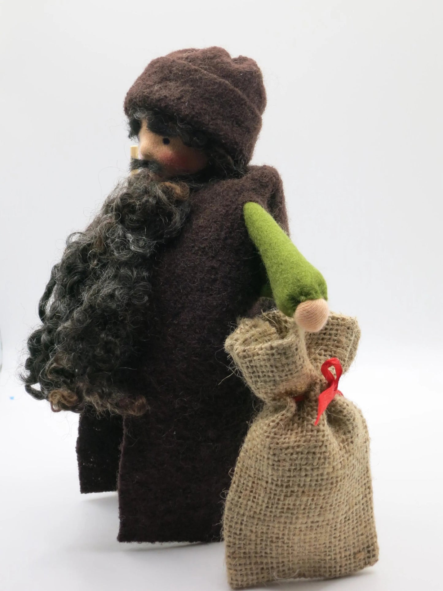 Knecht Ruprecht Blumenkind Rückansicht mit Reisigrute und Wollbart, Art. WI48