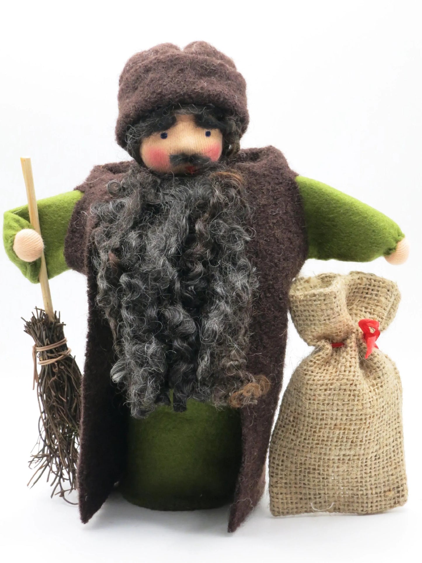 Knecht Ruprecht Blumenkind mit Reisigrute und Jutesack, Waldorf Jahreszeitentisch Art. WI48