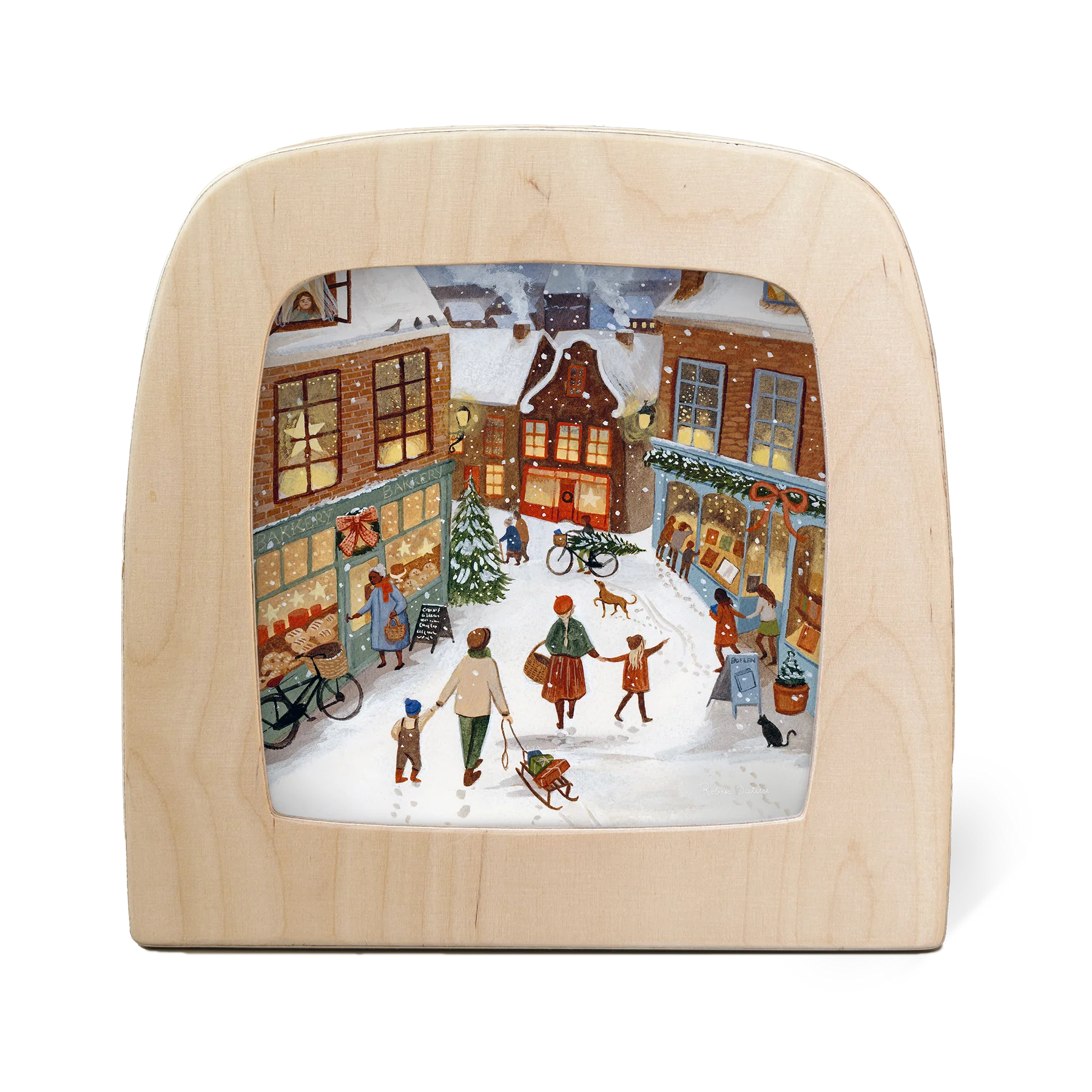 Merry Lane Toverlux Motiv MO173: Familie läuft in einer weihnachtlichen Stadt, Schnee, Robin Pieterse – für die Magische Lampe und das Kinderzimmer