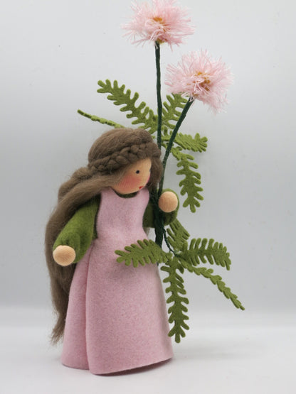 Mimose Rosa Blumenkind, Waldorf Jahreszeitentisch Deko zum Frauentag