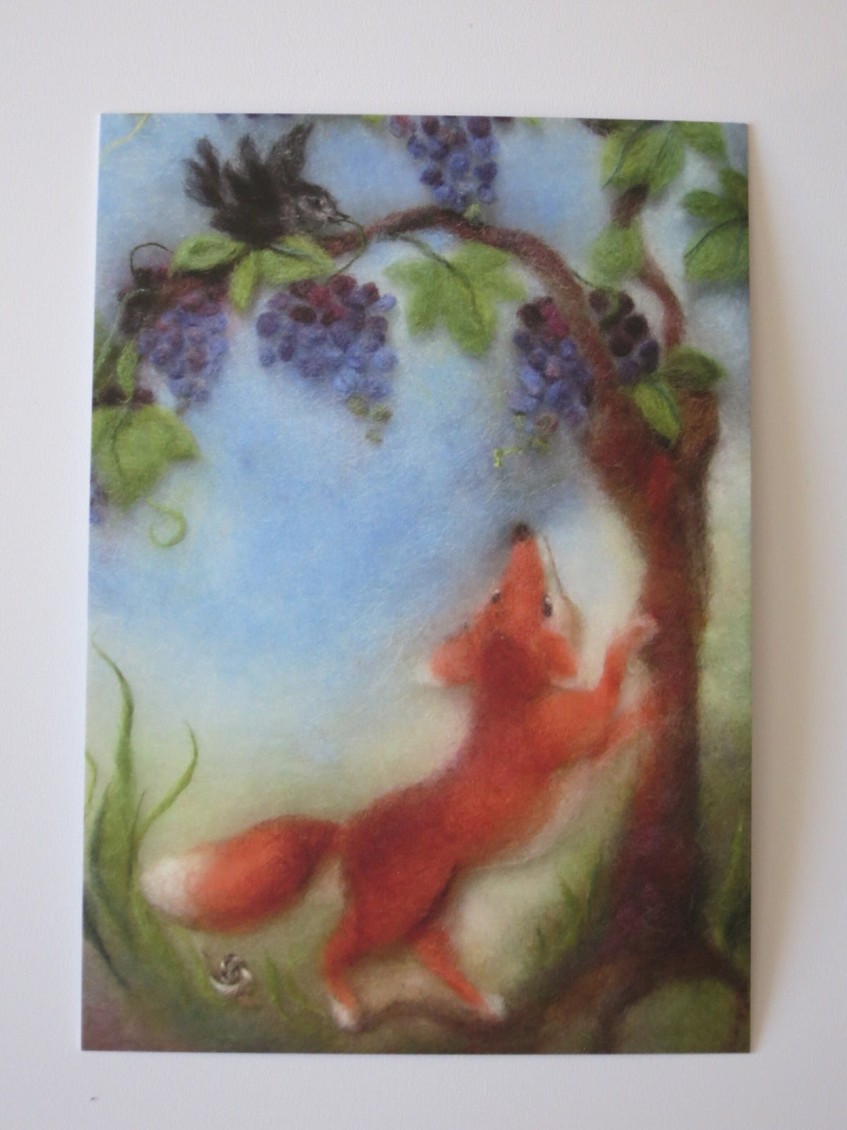 Postkarte Der Fuchs und die Trauben, Fuchs im Weinberg, illustriert von Franziska Sertori-Kopp