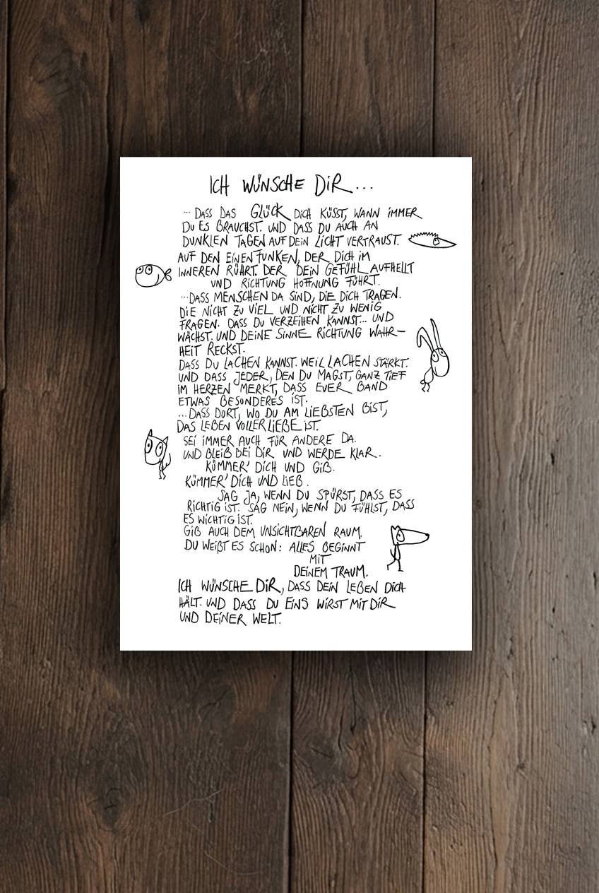 Postkarte Ich wünsche Dir, Grußkarte von Edition Gute Geister