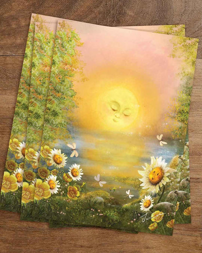 Sommer Postkarte Sommerabend PKSO342: Sonnenuntergang über See Blumen
Zeichnung von Iris Esther