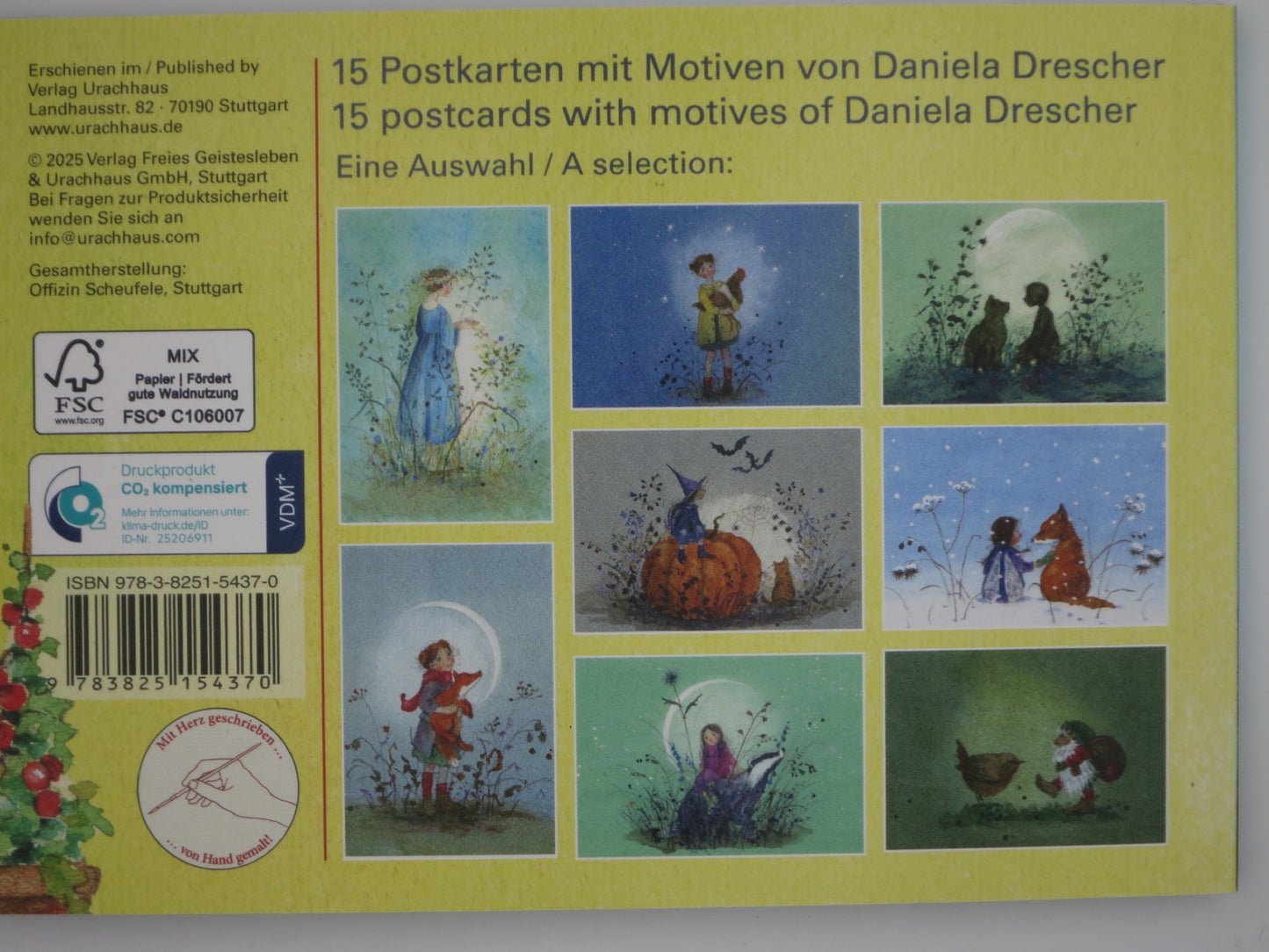 Rueckseite: 15 Postkarten-Motive von Daniela Drescher, magische Naturmomente bei Nacht