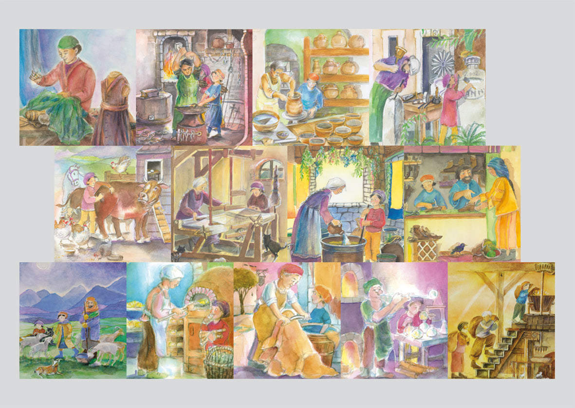 Postkartenset Handwerker - 13 Postkarten mit traditionellen Handwerksberufen