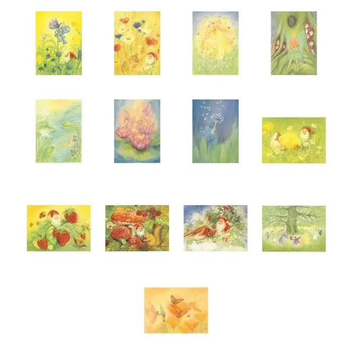 Postkartenset Natur und Mythen - 13 Waldorf Kunst-Postkarten mit Wichteln fuer den Jahreszeitentisch