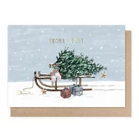Schlitten mit Tannenbaum - Weihnachskarte mit Umschlag  Art.Nr.PKWei113