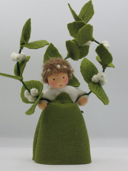 Frontalansicht der vollständigen Schneebeere Art. HE57 mit Beerenkranz, Waldorf-Jahreszeitentisch Herbst.