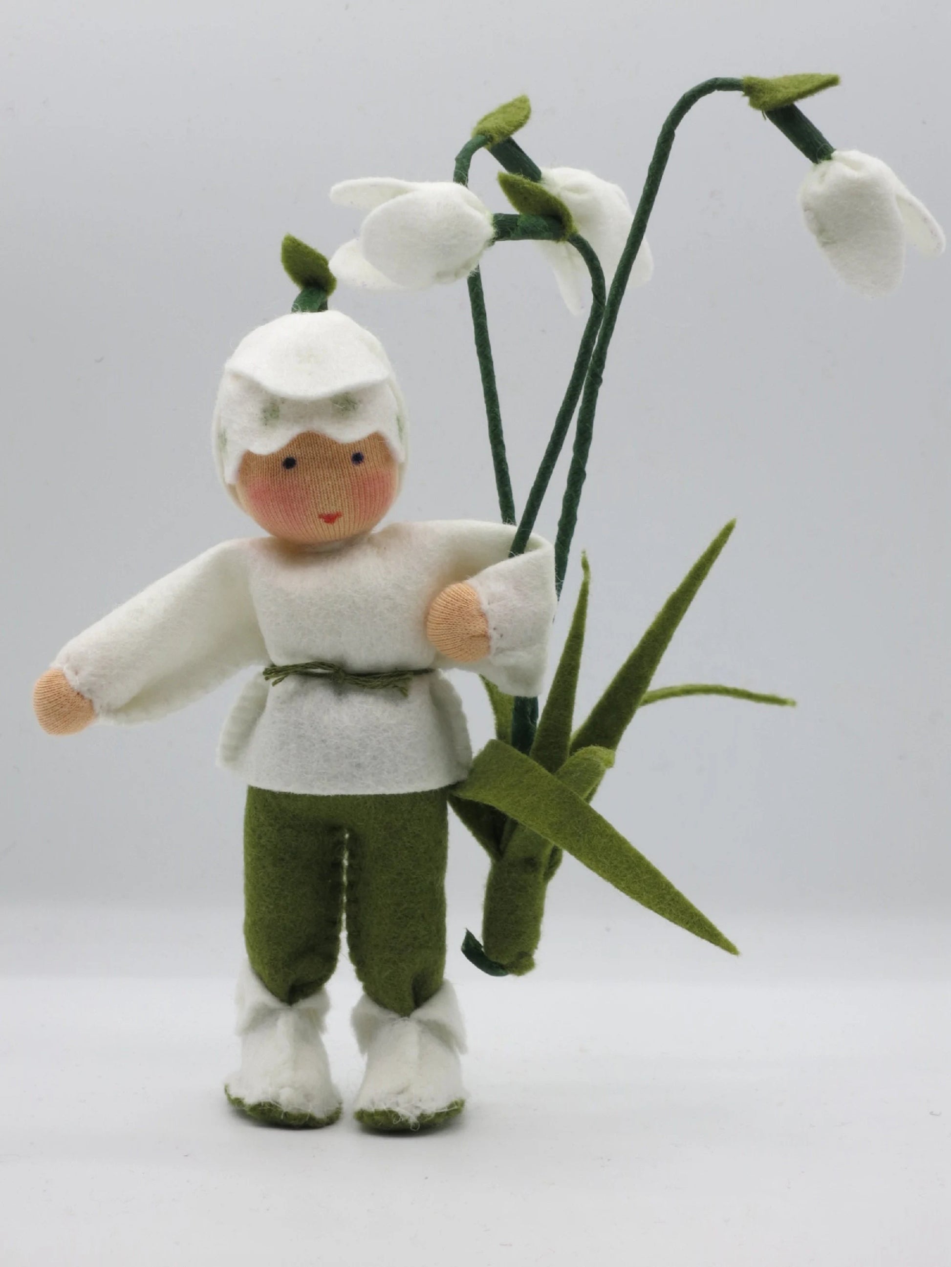 Schneeglöckchen-Junge Blumenkind, Gesamtansicht mit mehreren Blütenstielen – Waldorf Jahreszeitentisch, Art. WI22
