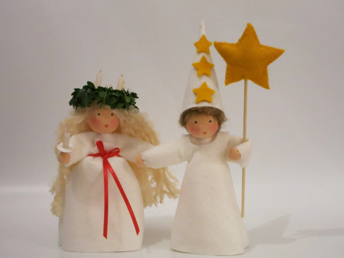 Sternenträger und Santa Lucia Blumenkinder als Luciazug-Gruppe für den Jahreszeitentisch, Art. WI60