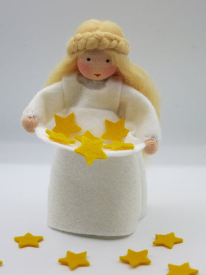 Sterntaler Blumenkind Rückansicht mit langem blondem Haar, Art. WI32