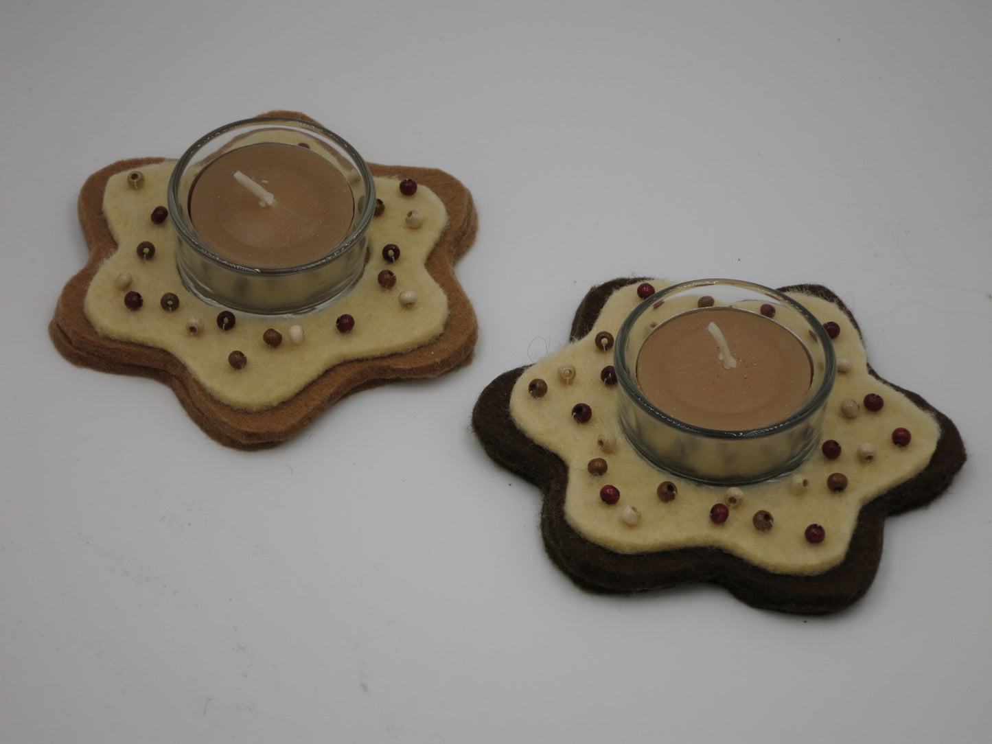 Teelichthalter Lebkuchen mit echtem Glas-Teelicht für den Jahreszeitentisch, Art. WI67