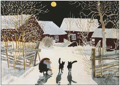 Tomte Tummetott mit Katzen - Postkarte  - Waldorf Art.Nr.PKWI294