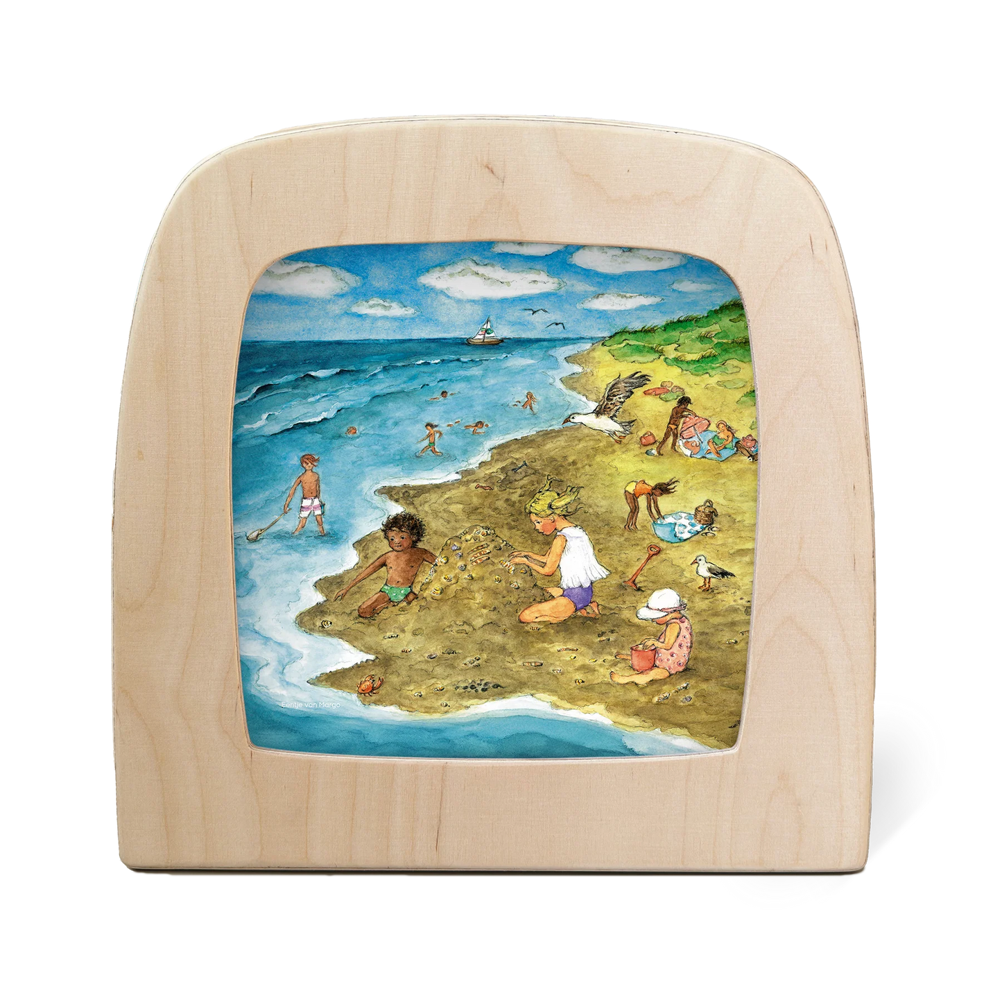 Toverlux Motiv Am Meer – Silhouette mit Kindern am Strand beim Muschelnsammeln, Eentje van Margo