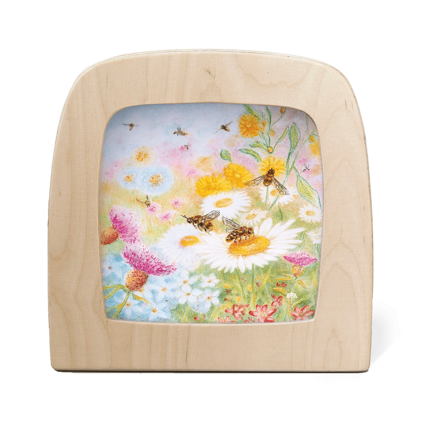 Toverlux Motiv Bienenweide – Silhouette mit Bienen auf Margeriten und Sommerblumen