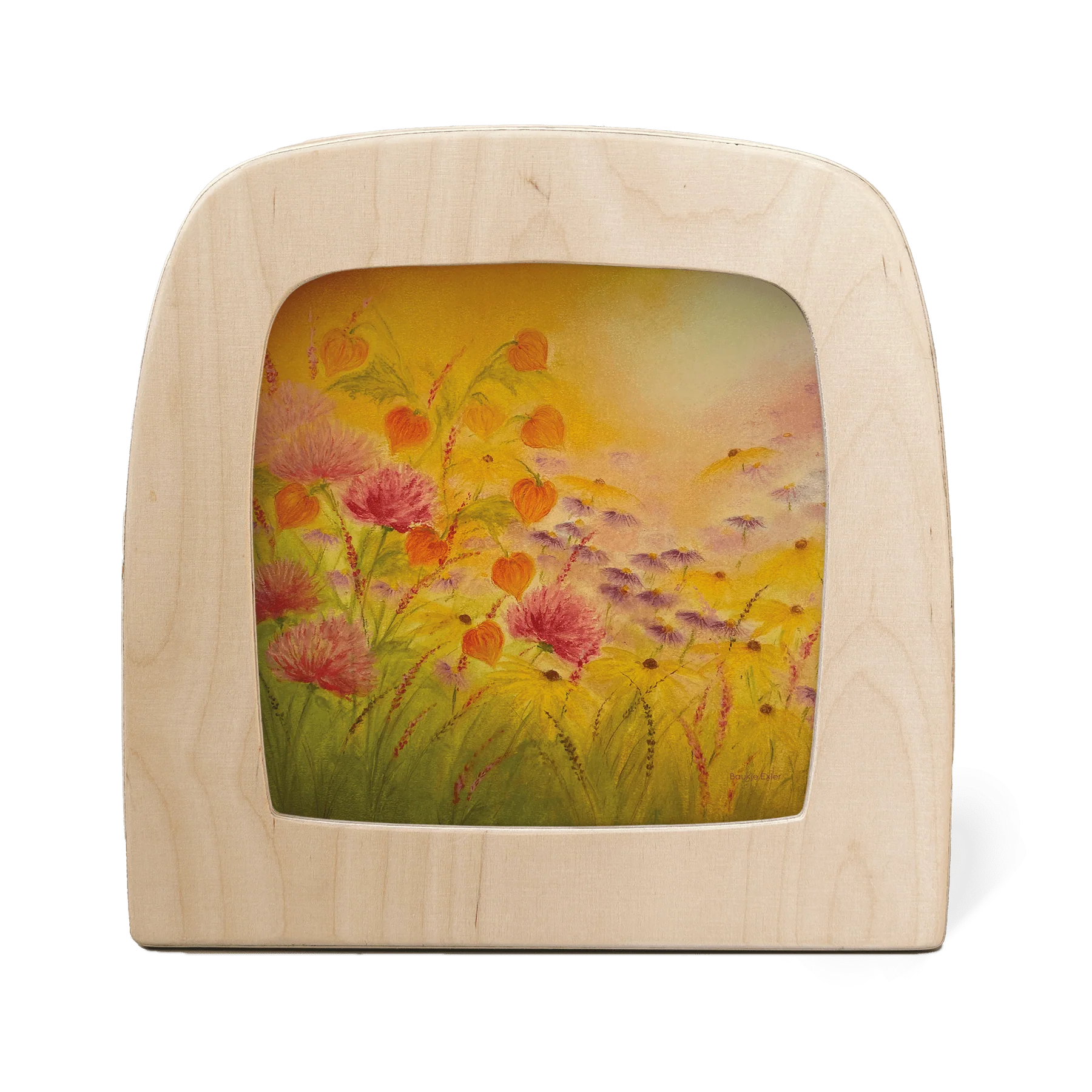 Toverlux Motiv Blumenwiese – Silhouette mit Lampionblumen und Astern in warmen Farben, Baukje Exler