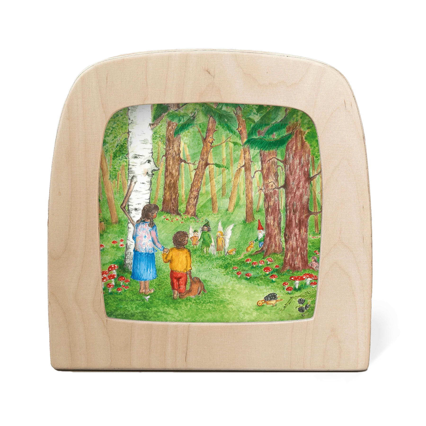 Toverlux Motiv Erwachen – Silhouette mit Kindern, Feen und Wichtel an der Birke im Wald von Eentje van Margo