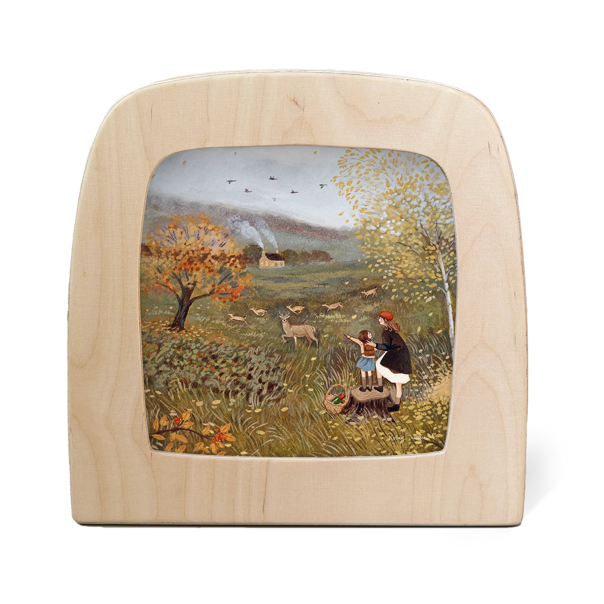 Toverlux Motiv Fallow zeigt Herbstlandschaft, Mutter, Tochter. Illustriert von Robin Pieterse