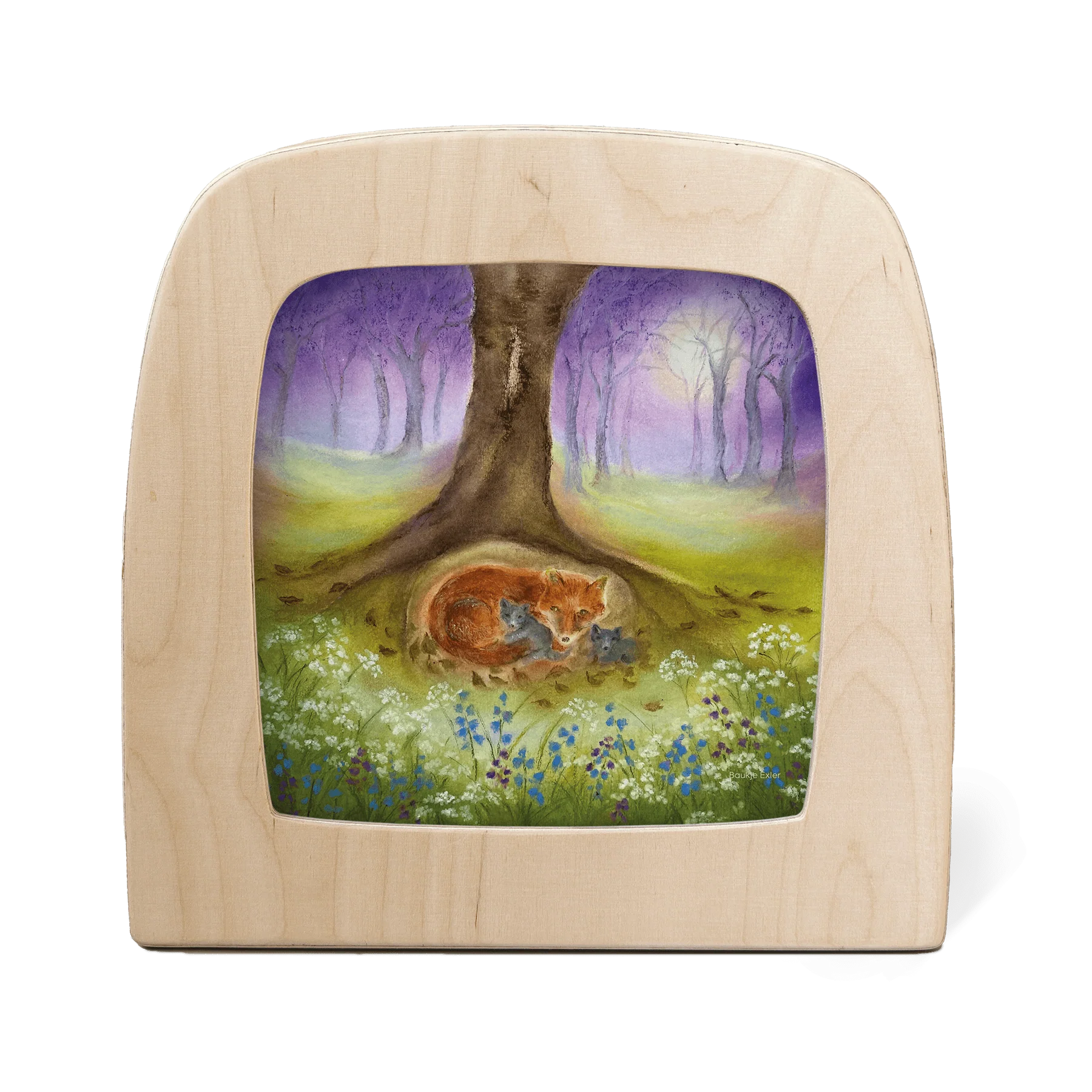 Toverlux Motiv Fuchsfamilie – Silhouette mit Fuchs und Welpen im Bau unter einer Baumwurzel, Baukje Exler