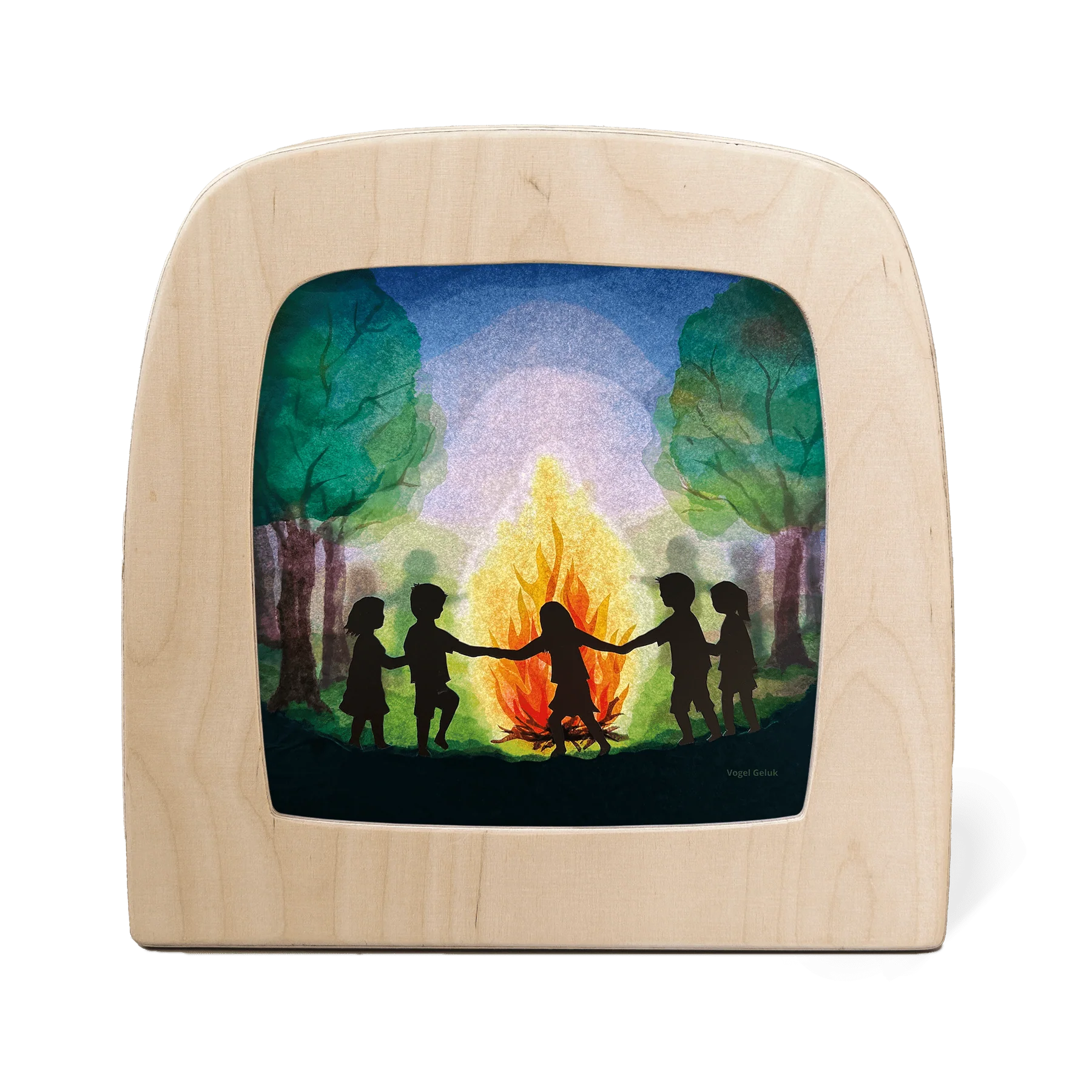 Toverlux Motiv Johannisfeuer – Silhouette mit Kindern im Reigen um das Sommersonnwendfeuer