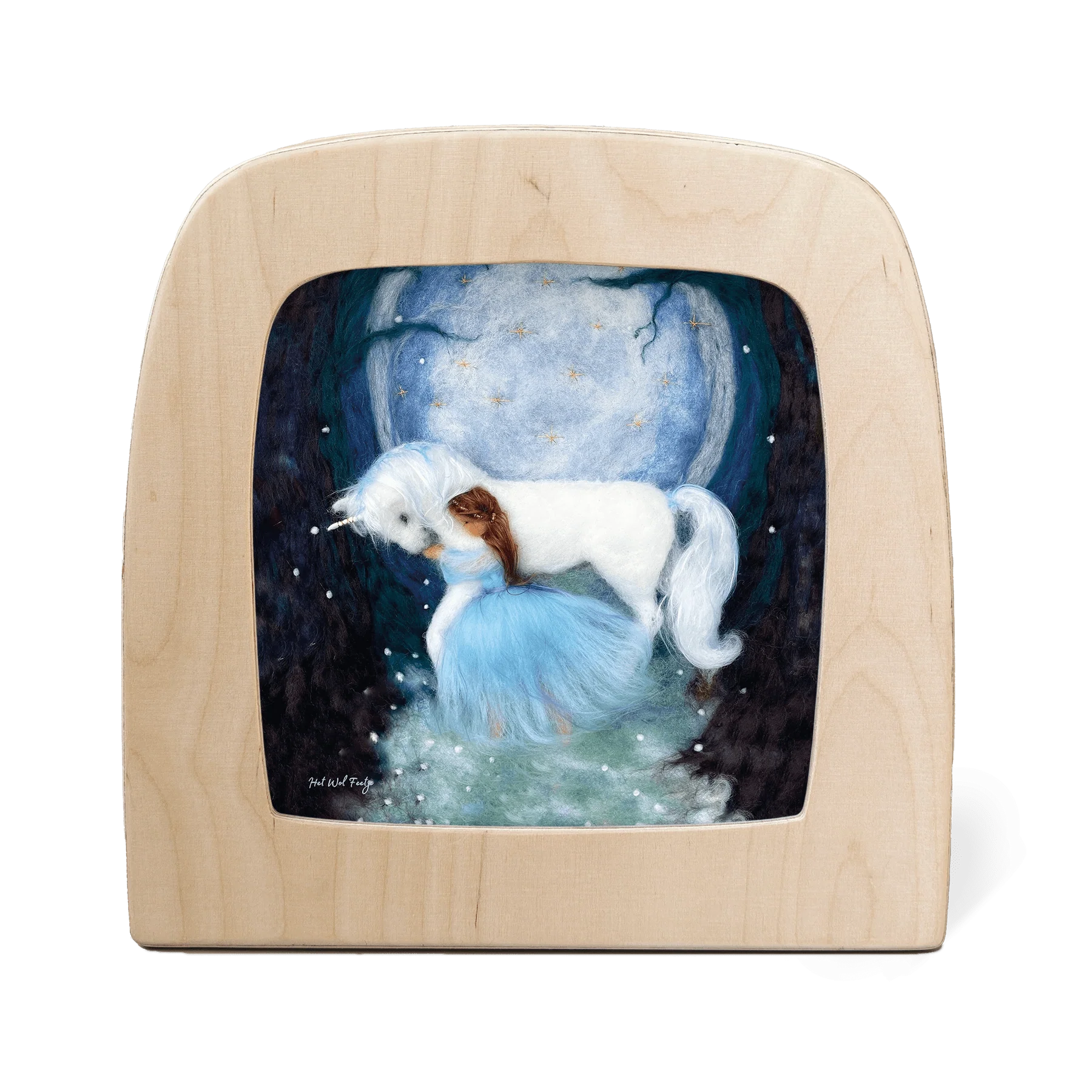 Toverlux Motiv Das magische Einhorn – Silhouette mit Mädchen und Einhorn im Vollmondlicht, Het Wol Feetje