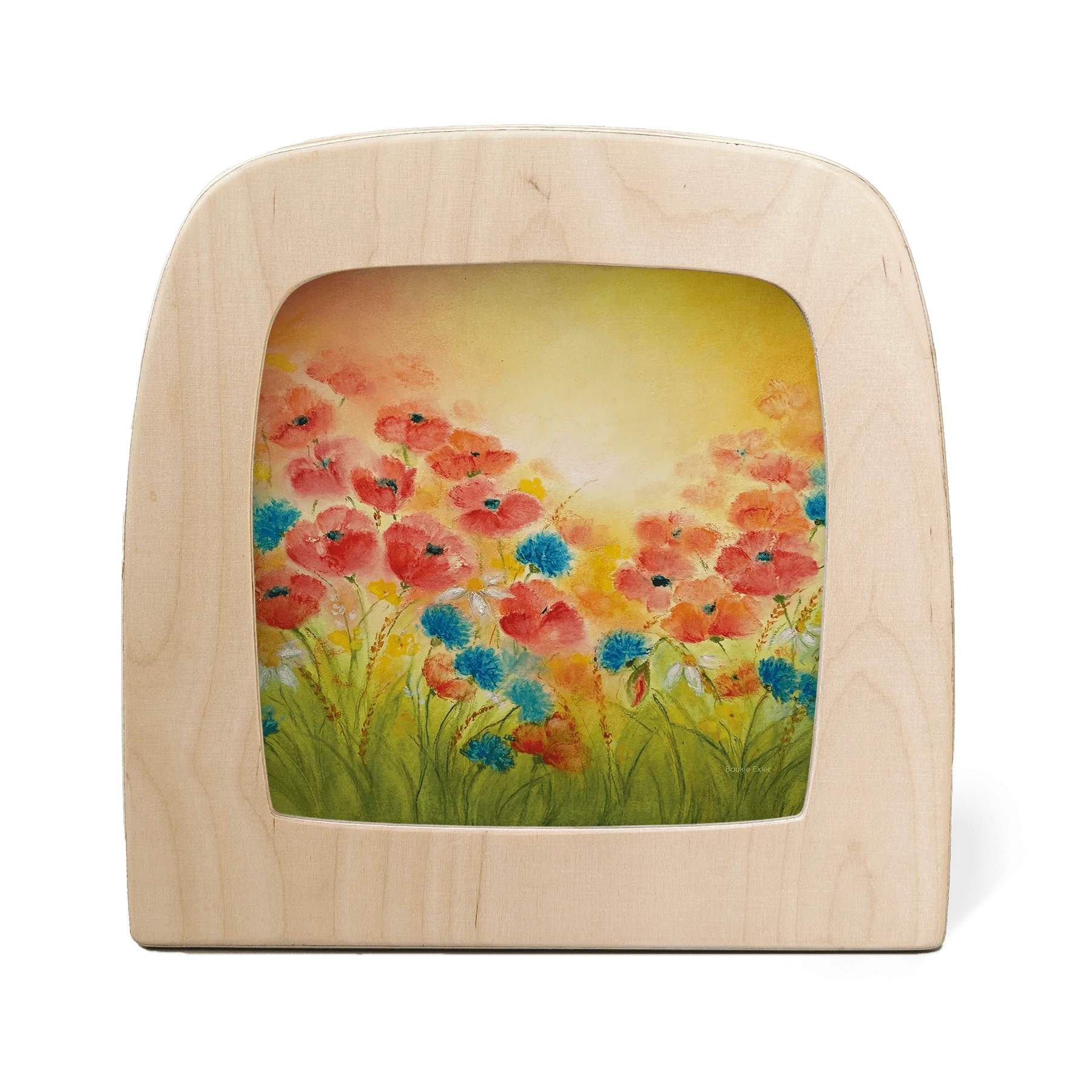Toverlux Motiv Mohnfeld – Silhouette mit rotem Klatschmohn und blauen Kornblumen von Baukje Exler