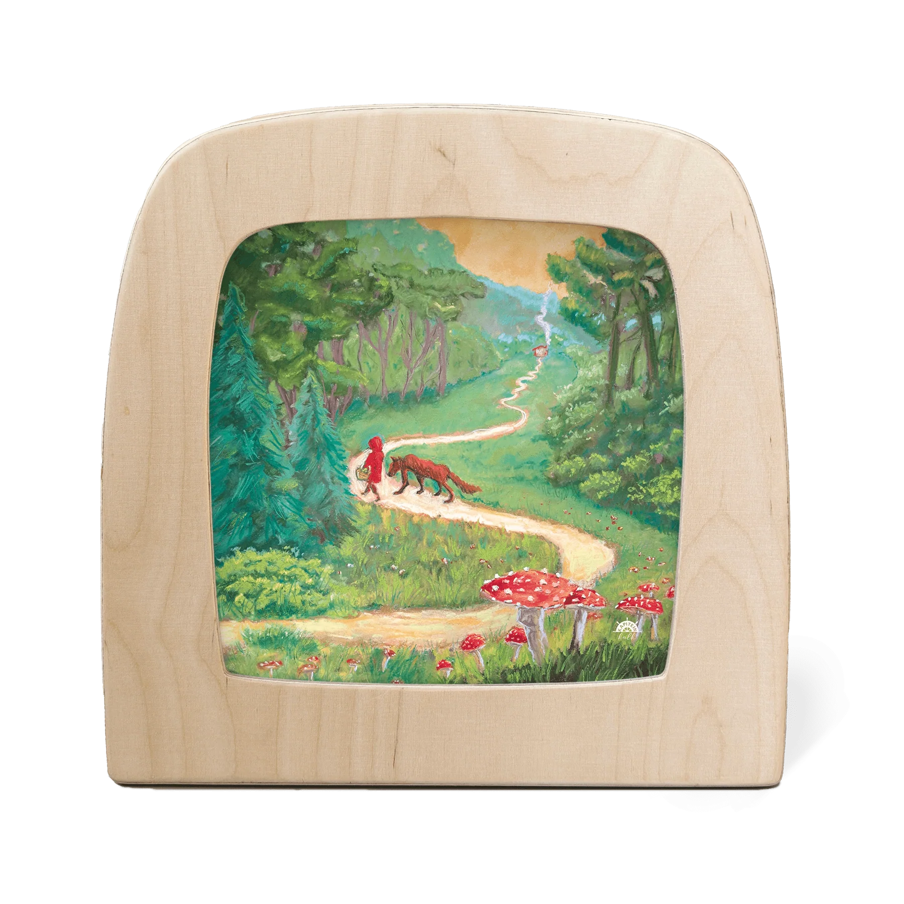 Toverlux Motiv Rotkäppchen – Silhouette mit Rotkäppchen und Wolf auf dem Waldweg, Kapitein Kalk