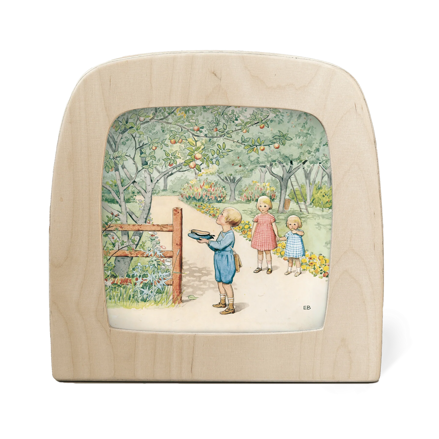 Toverlux Motiv September – Silhouette mit Kindern im Apfelgarten am Wegesrand, Elsa Beskow