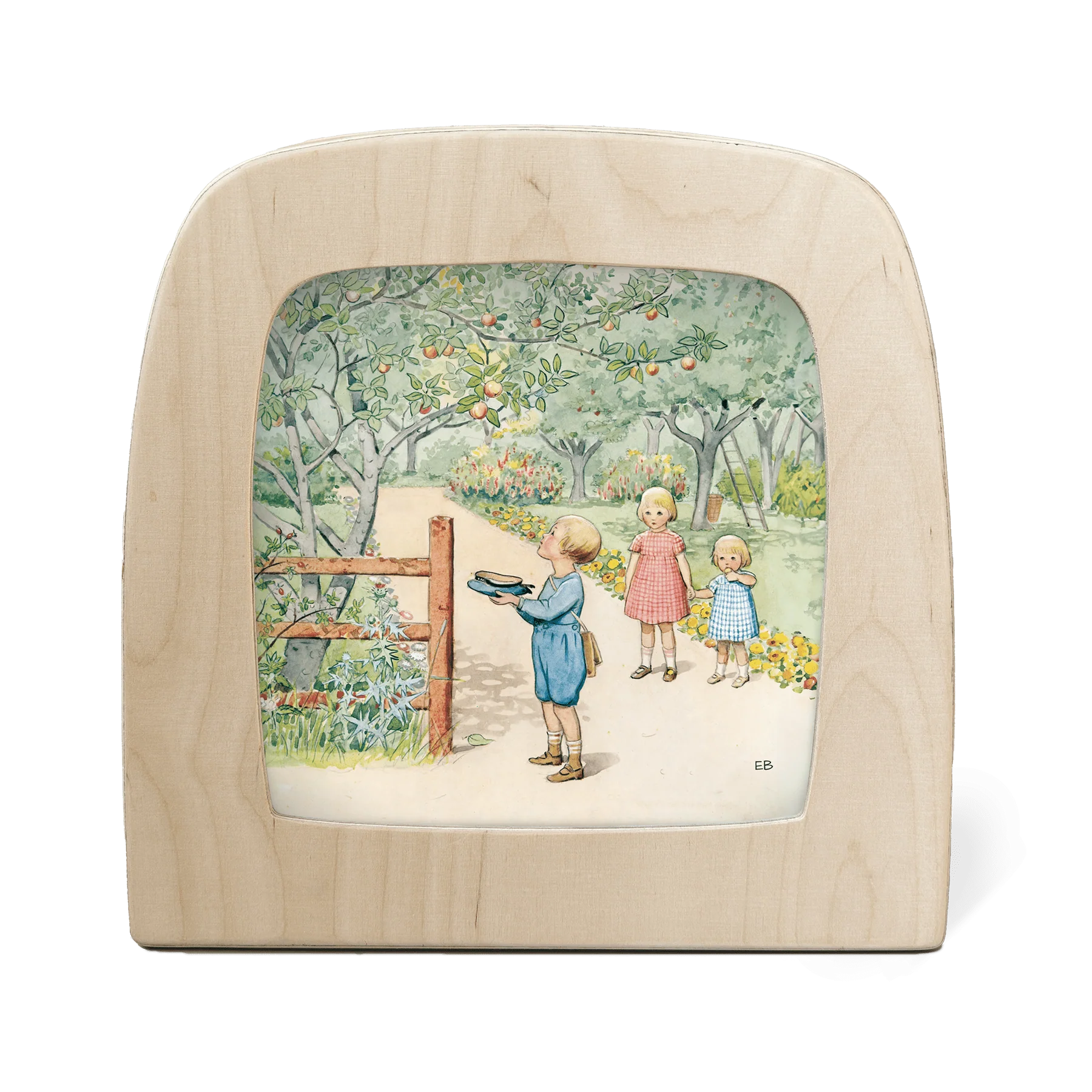 Toverlux Motiv September – Silhouette mit Kindern im Apfelgarten am Wegesrand, Elsa Beskow