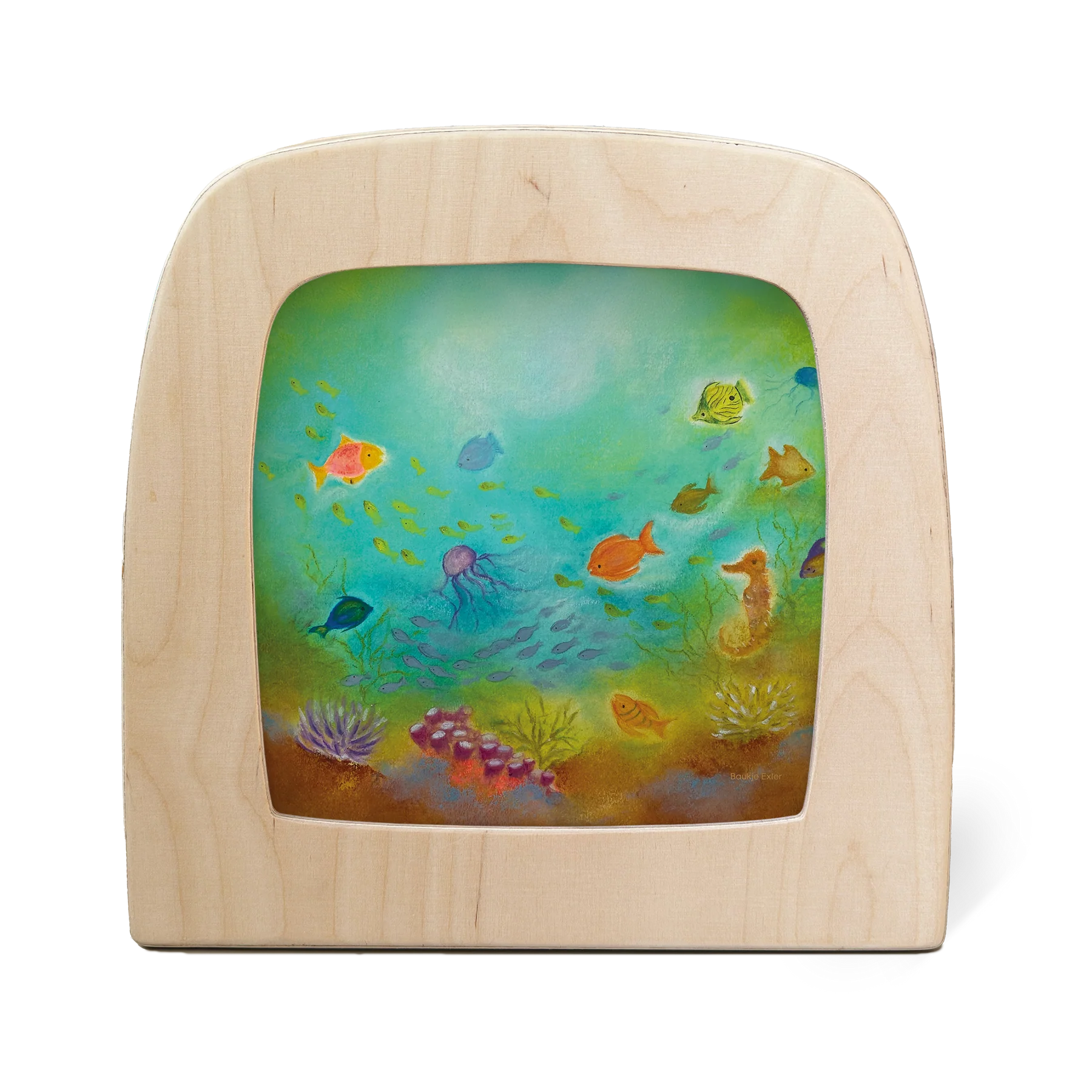 Toverlux Motiv Unterwasserwelt – Silhouette mit bunten Fischen, Qualle und Seepferdchen von Baukje Exler